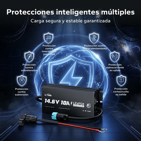 LiTime 12V 10A Cargador de baterías de litio Resistente al agua IP65
