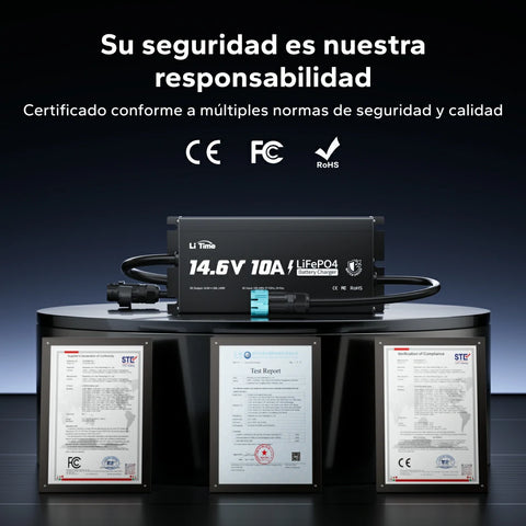 LiTime 12V 10A Cargador de baterías de litio Resistente al agua IP65