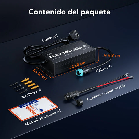 LiTime 12V 10A Cargador de baterías de litio Resistente al agua IP65