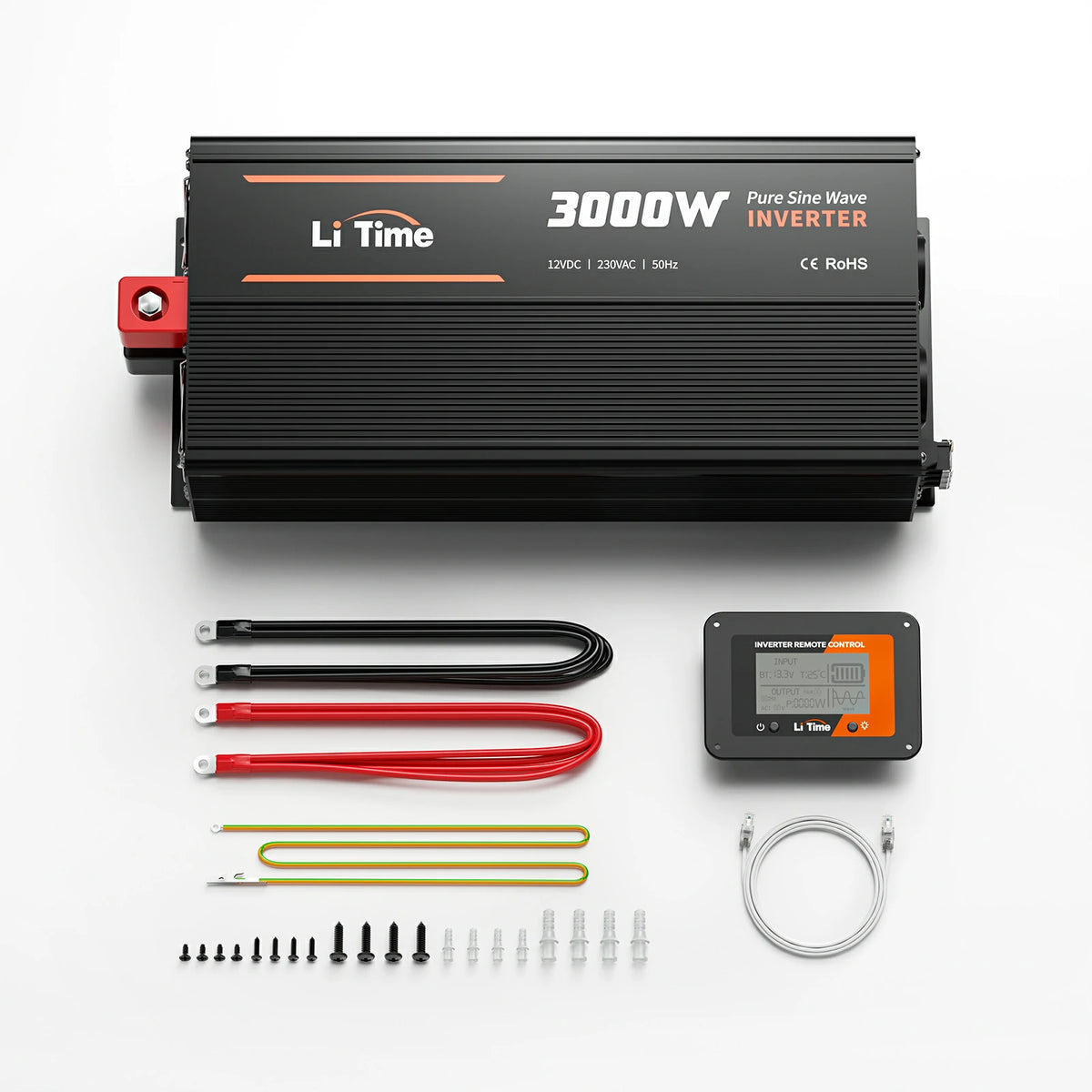 LiTime 3000W Inversor de Onda Senoidal Pura 12V DC a 230V AC Convertidor