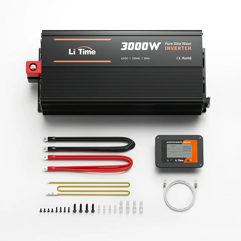 LiTime 3000W Inversor de Onda Senoidal Pura 12V DC a 230V AC Convertidor