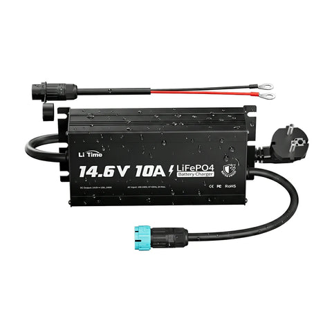 LiTime 12V 10A Cargador de baterías de litio Resistente al agua IP65