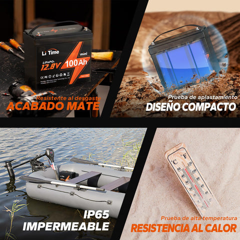 Batería de Litio LiFePO4 de Ciclo Profundo LiTime 12V 100Ah MINI, solo 8.6 kg