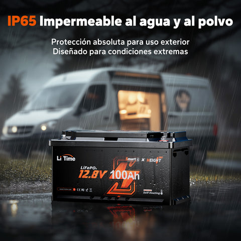 Batería LiFePO4 12V 100Ah – 200A Continua para Mover Autocaravanas, con Bluetooth, Calefacción y Formato DIN H8
