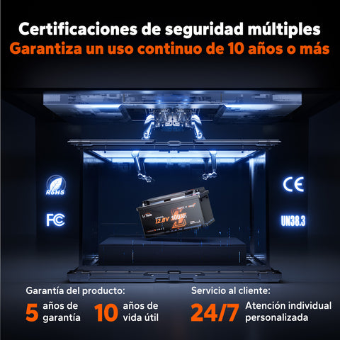 Batería LiFePO4 12V 100Ah – 200A Continua para Mover Autocaravanas, con Bluetooth, Calefacción y Formato DIN H8