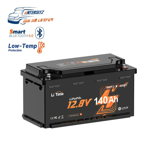 Batería de Litio 12V 140Ah H190 para Autocaravana – Con Bluetooth y Montaje Bajo Asiento – Formato DIN H8