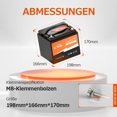 LiTime 24V 25Ah LiFePO4 Batteria con BMS per Scooter e Attrezzi - LiTimeFR/IT/ES