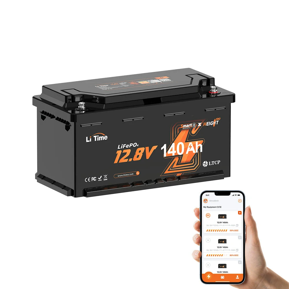 Batería de Litio 12V 140Ah H190 para Autocaravana – Con Bluetooth y Montaje Bajo Asiento – Formato DIN H8