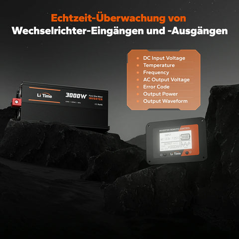 LiTime 3000W Inversor de Onda Senoidal Pura 12V DC a 230V AC Convertidor