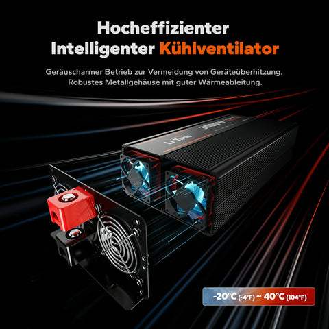 LiTime 3000W Inversor de Onda Senoidal Pura 12V DC a 230V AC Convertidor