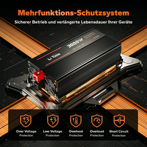 LiTime 3000W Inversor de Onda Senoidal Pura 12V DC a 230V AC Convertidor