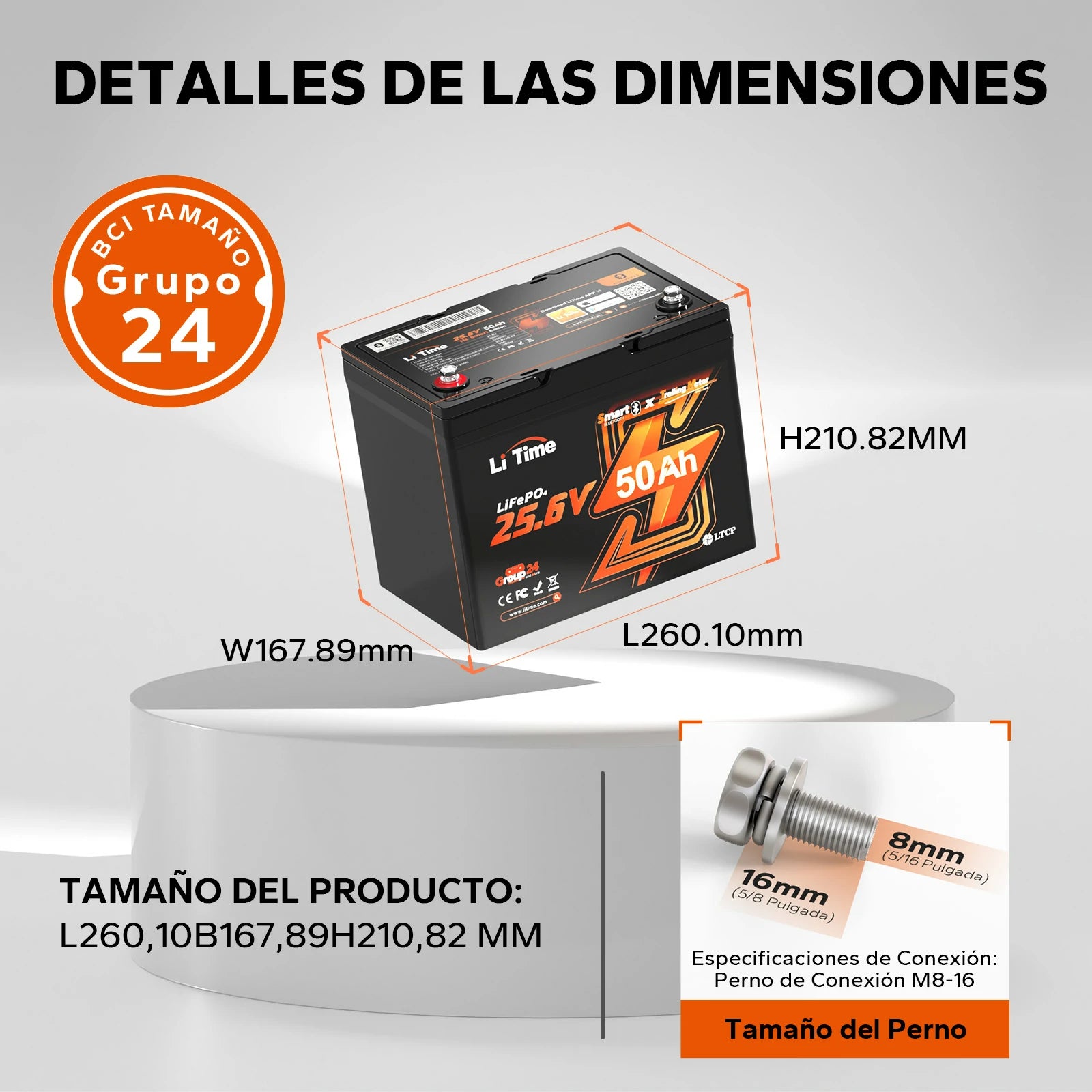 Batería de Litio de Ciclo Profundo 24V 50Ah con Bluetooth para Barcos con Motor Eléctrico de 100 lb