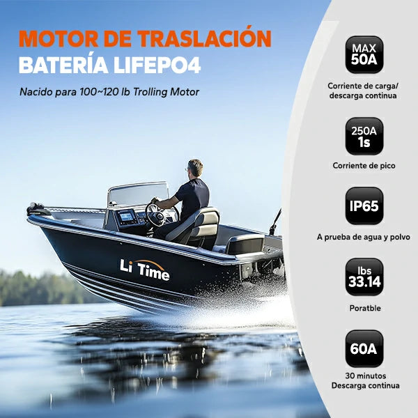 Batería de Litio de Ciclo Profundo LiTime 36V 50Ah con Bluetooth – Grupo 31 para Motor de Arrastre de 120 lb y Aplicaciones Marinas