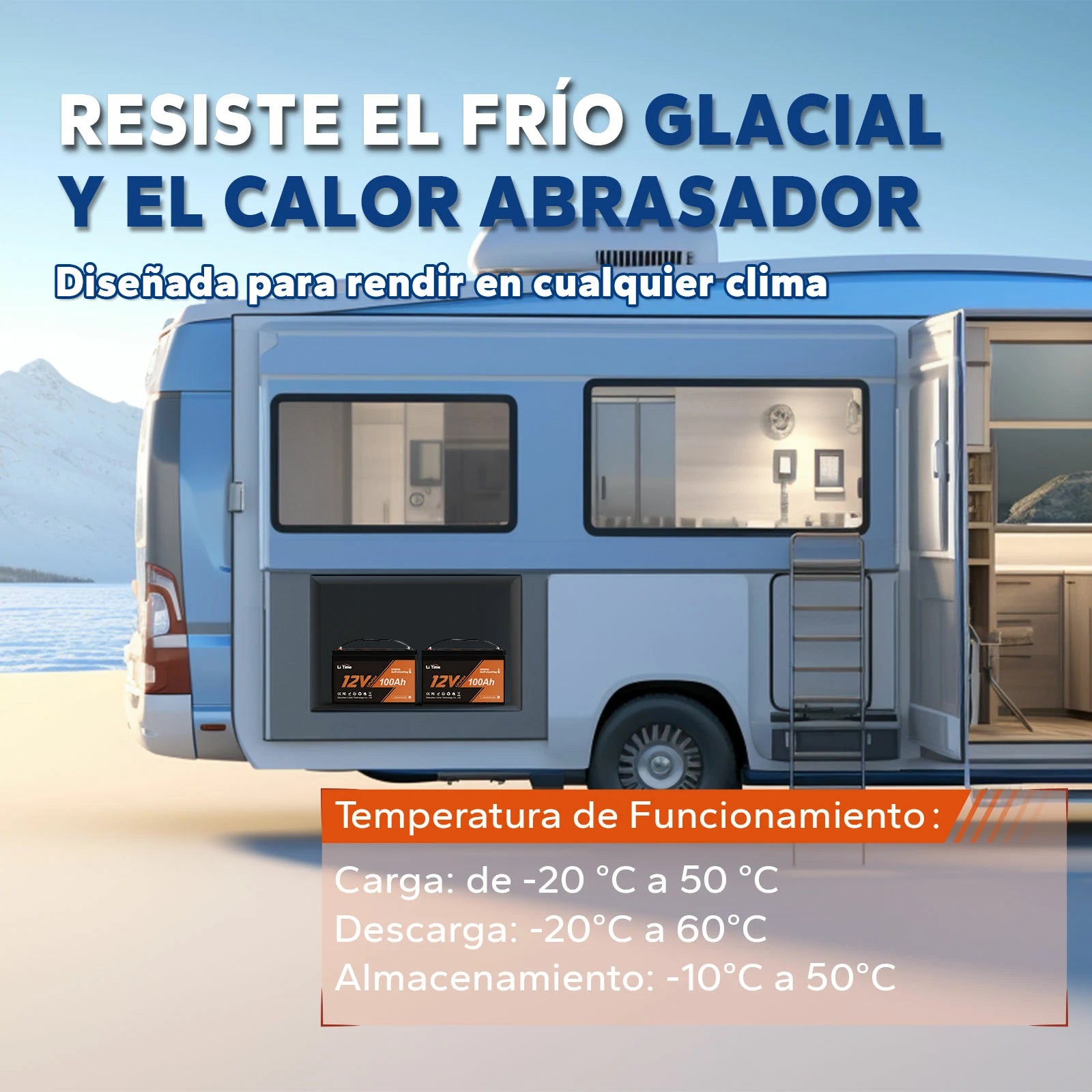 LiTime 12V 100Ah Batería LiFePO4 de ciclo profundo con autocalentamiento y protección contra bajas temperaturas