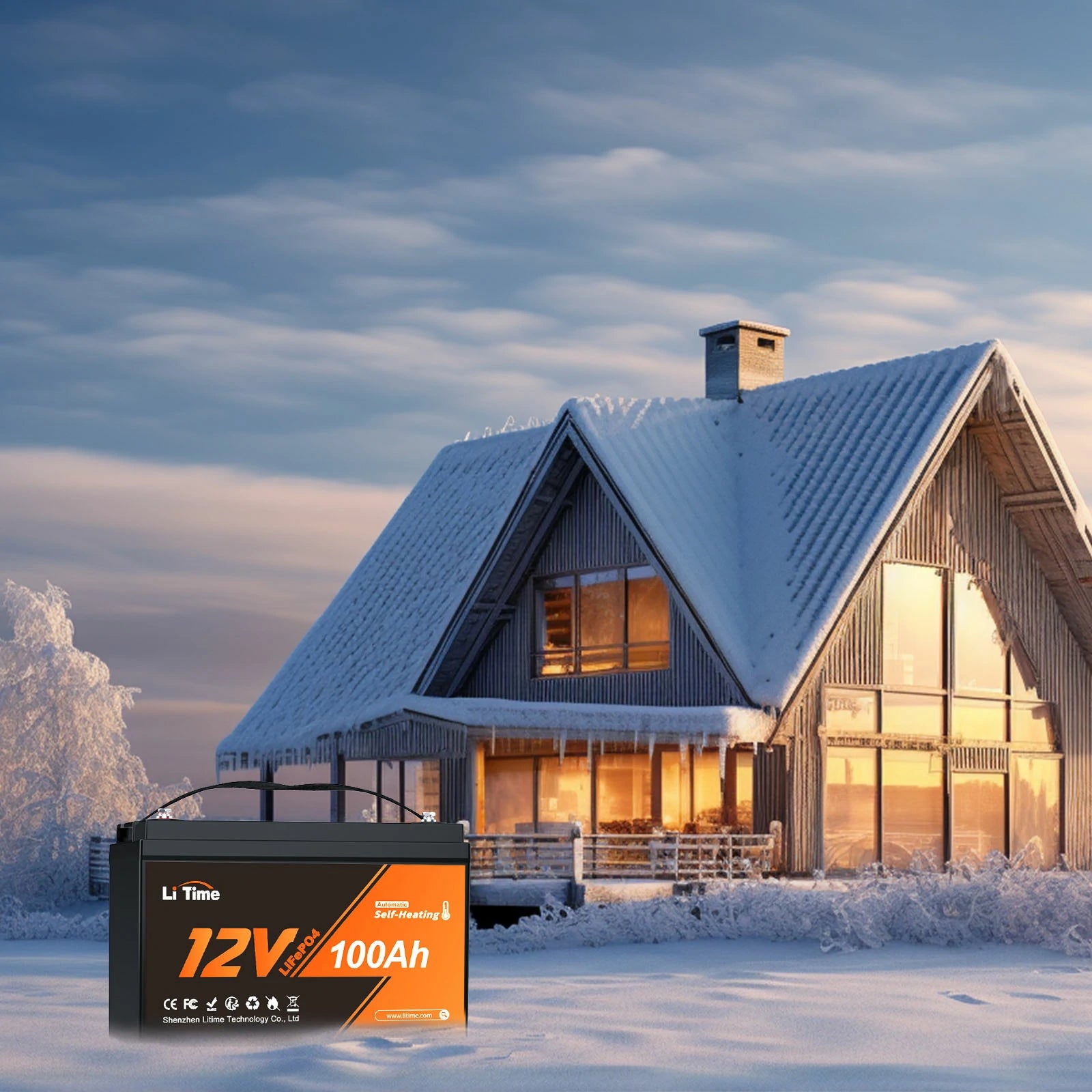LiTime 12V 100Ah Batería LiFePO4 de ciclo profundo con autocalentamiento y protección contra bajas temperaturas