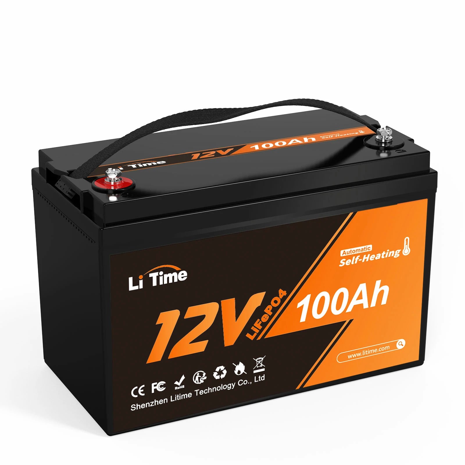 LiTime 12V 100Ah Batería LiFePO4 de ciclo profundo con autocalentamiento y protección contra bajas temperaturas