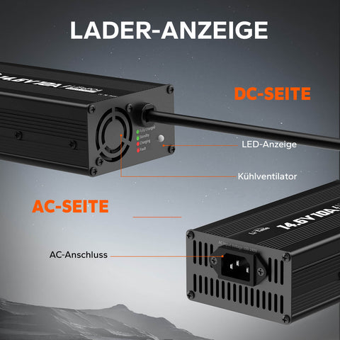 LiTime Caricabatterie 12V (14,6V) 10A per Batterie LiFePO4 - LiTimeFR/IT/ES