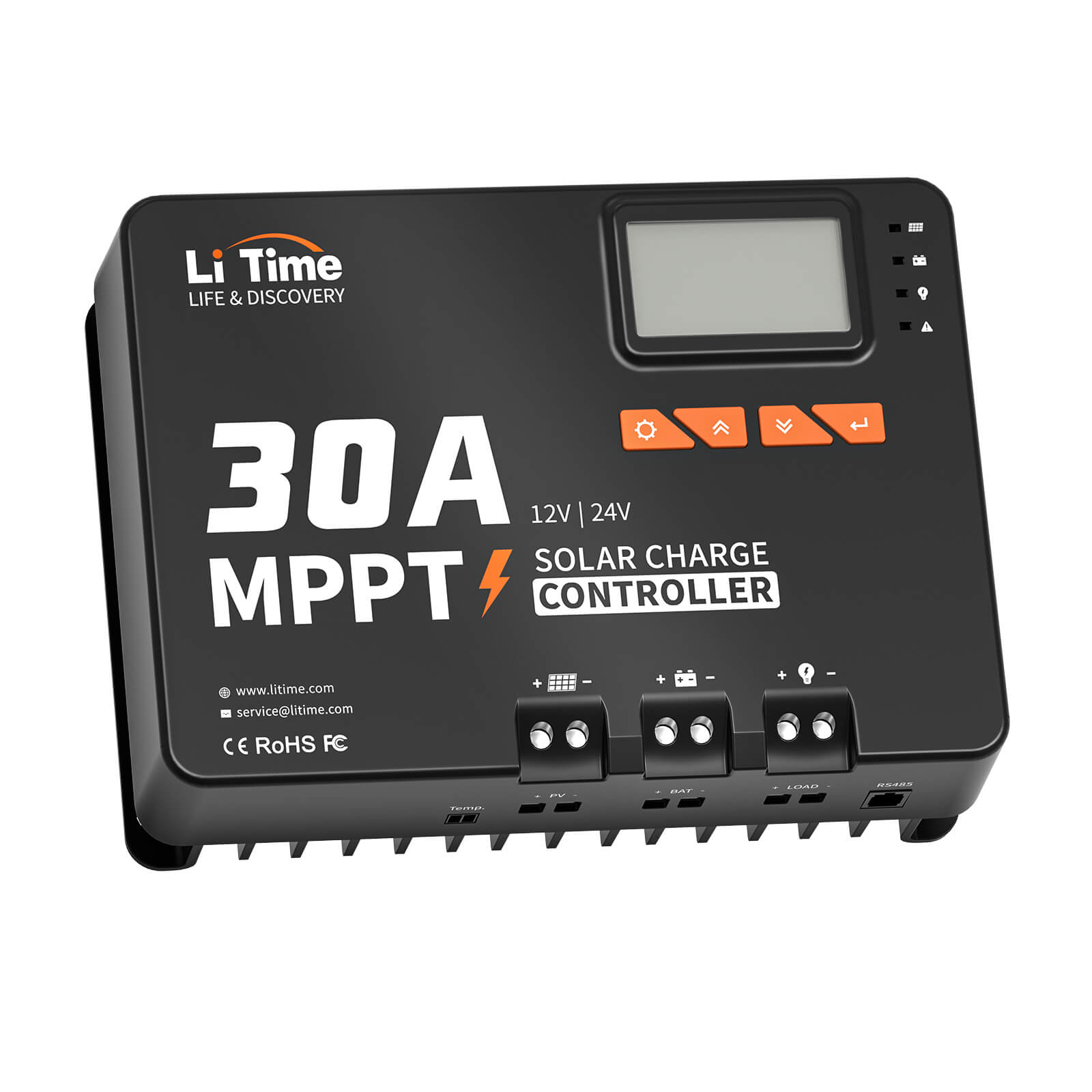 LiTime Regolatore Solare MPPT 30A 12V/24V con Bluetooth - LiTimeFR/IT/ES
