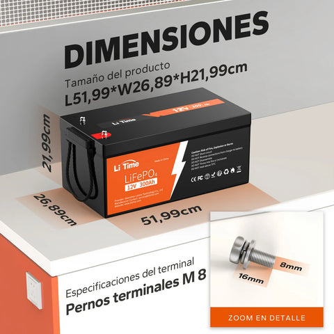LiTime 12V 300Ah LiFePO4 Batería de Litio para RV